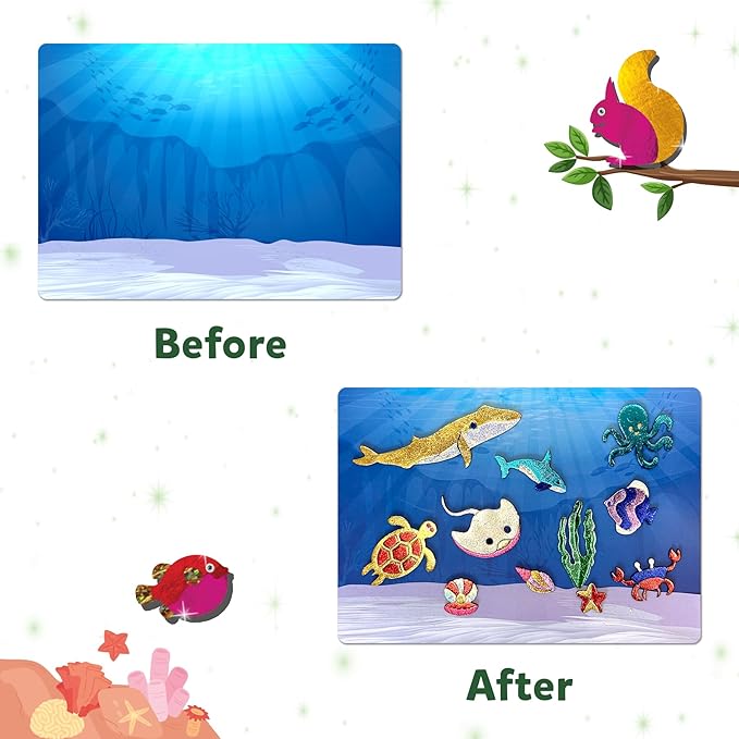 Skillmatics Foil Fun - Animals Mega Pack, No Mess Art for Kids, Craft Kits & Supplies, DIY Creative Activity, Travel Toys, Gifts for Boys & Girls Ages 4, 5, 6, 7, 8, 9, Travel Toys