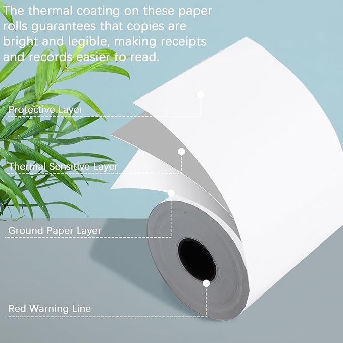 (20 Rolls) 2 1/4 x 50 Thermal Receipt Paper Rolls, POS Cash Register Paper Rolls, BPA Free 2.25x50ft Long Per Thermal Paper Receipt