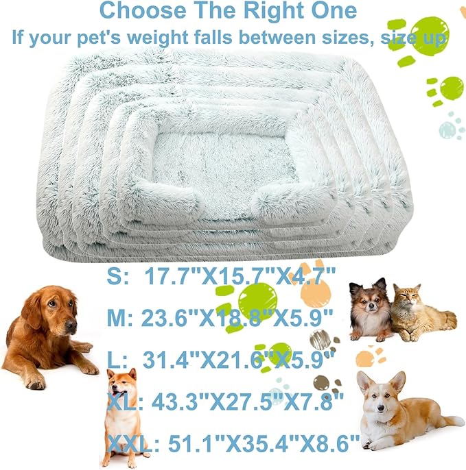 Dog Beds Large Sized dog Orthopedic, Sofa Dog Bed with Waterproof Lining and Nonskid Bottom, Rectangle Washable Dog Bed for Medium Small Dogs and Cats Comfortable ( Color : Green2 , Size : 43 x 27" )