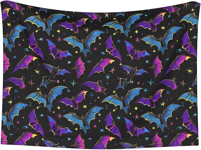 Two Sided Plush Pet Blanket for Warmth Comfort, Halloween Cool Bats, Reversible Throw with Cozy Nubby Side for Chilly Nights Napping Spots Around House