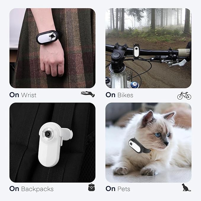 1080P Pet Camera Collar with 90° Wide Angle Lens, Mini Dog Cat Collar Camera with IPS Screen - Continuous Recording & Comfortable Silicone Fit for Outdoor Activity (White)