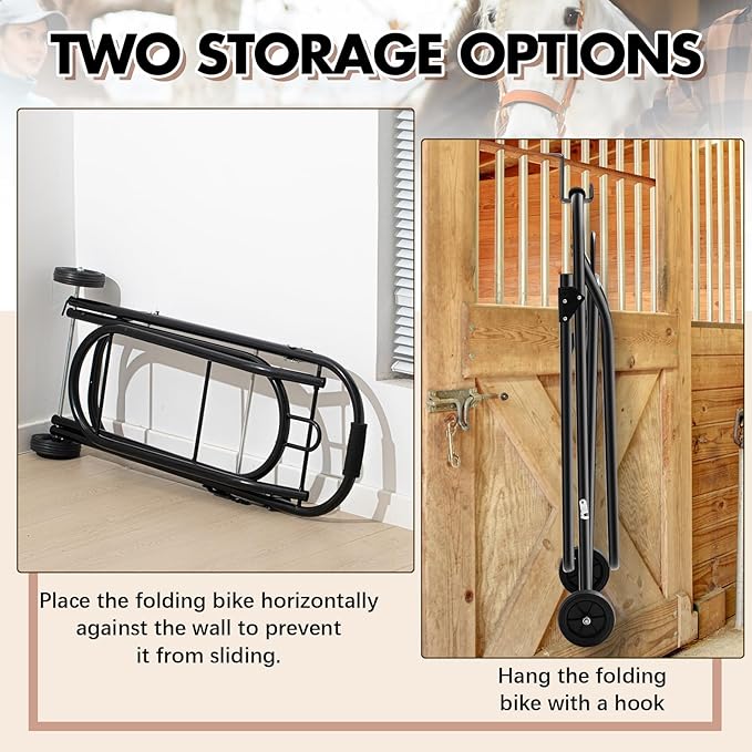 Horse Saddle Tack Cart with Wheels, Rolling Iron Heavy Duty Trailer Organizer with Hooks Foldable Horse Cinch Equipments Stable Storage Tool for Saddle Moving Transport Organizer Supplies