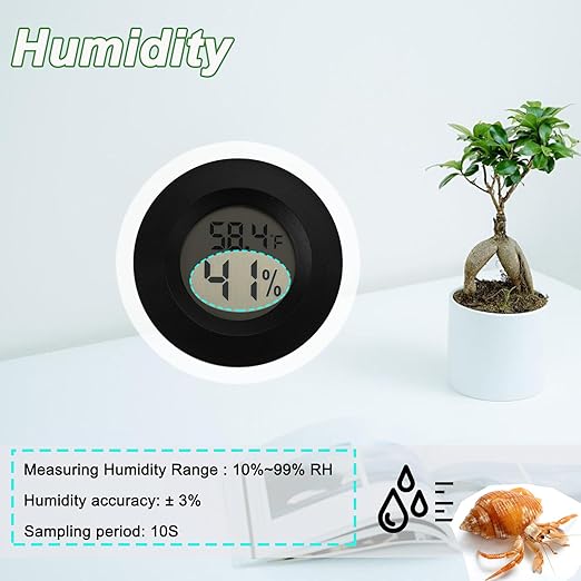 Reptile Thermometer and Humidity Gauge Digtal Terrarium Thermometer Circular Bearded Dragon Cage Accessories Reptile Temp and Humidity Gauge for Leopard Gecko Hermit Crab Gecko Lizard Etc 4pc
