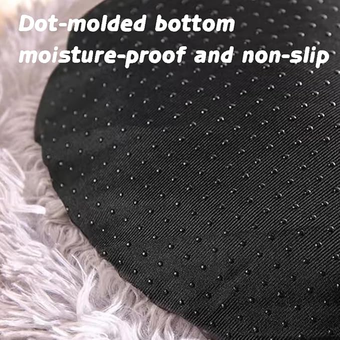 Plush Fluffy Dog and Cats Round Bed, Ultra-Soft Plush with Raised Rim, Non-Slip Bottom, Plush Cat Bed with A Cover, for Small Dogs and Cats (Gray, Small)