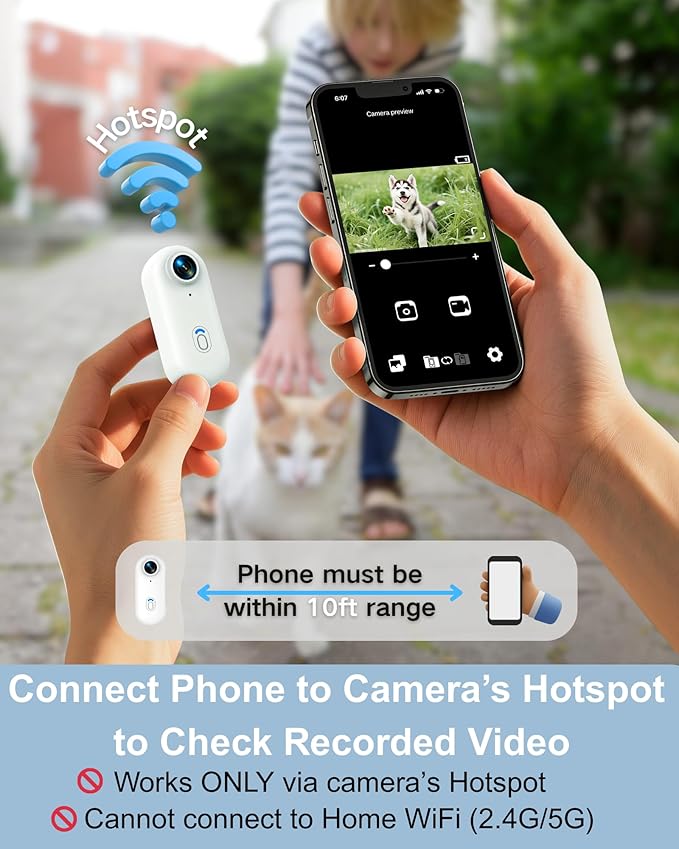 Cat Camera Collar with Phone APP, 1080P HD Video Recording Pet POV Cam for Cats & Small Dogs, XS-Size,Rechargeable Body Camera for Pets with APP Viewing