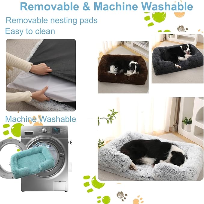 Dog Beds Large Sized dog Orthopedic, Sofa Dog Bed with Waterproof Lining and Nonskid Bottom, Rectangle Washable Dog Bed for Medium Small Dogs and Cats Comfortable ( Color : Green1 , Size : 23 x 18" )