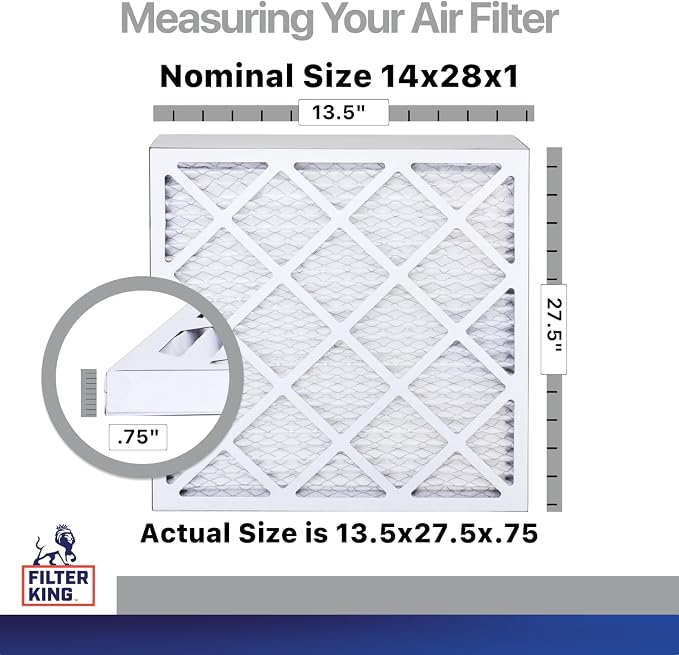 Filter King 14x28x1 Air Filter | 4-PACK | Carbon MERV 8 HVAC Pleated A/C