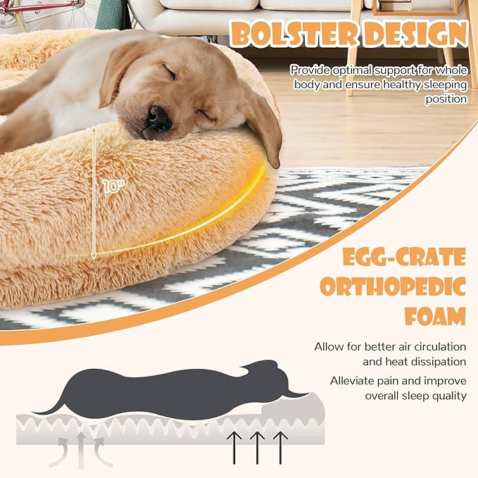 Giantex Human Dog Bed - 71" x 45" Large Human Size Dog Bed for Adult, Orthopedic Egg Crate Foam, Washable Faux Fur Bed Cover, Blanket, Pillow, for Pets and People Doze Off Napping (Brown)