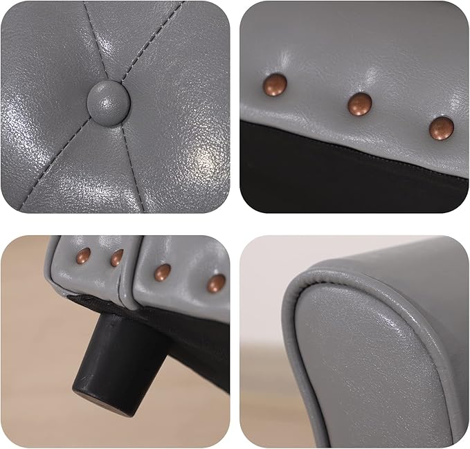 Dog Couch,Puppy Bed,Cat Sofa,Cat Couch,Pet Sofa,Dog Chair,Small Pet Bed,with Copper Nail and Wooden Frame, Leather Fabric and Cushion,for Small Animals Using (Grey)