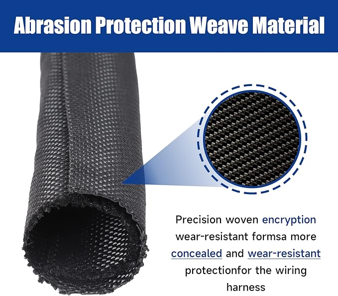 Automotive Wire Sheathing Split Wire Loom Braided Mesh Woven Cable Sleeve for Wires/Cable Cord Protector (1/2" - 22 Feet)