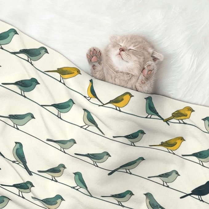 Double Sided Pet Bed Blanket for Added Cushion Warmth, Birds Animal Flying, Reversible Cover with Textured Dot Surface for Existing Beds Standalone Mat
