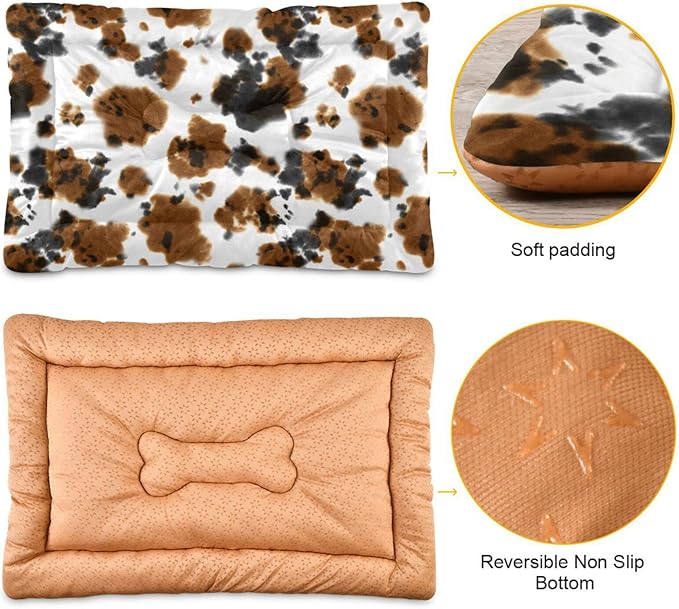 Pet Bed Cow Print Tie Dye Dog Bed Mat Absorbing Non Slip Pad Pet Sleeping Mat for Small, Medium, and Large Dogs Puppy Cat 36 in x 24 in