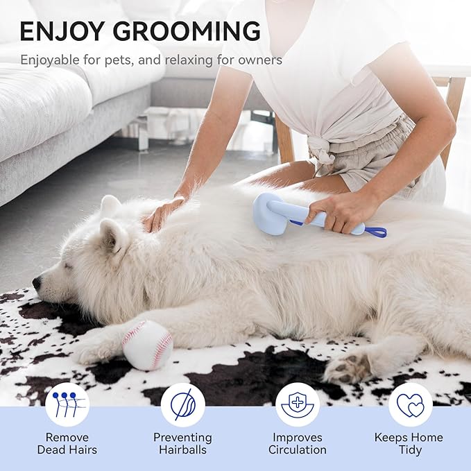 aumuca Self Cleaning Slicker Brush, Cat Brushes for Indoor Cats, Horses Grooming Deshedding Brush, Pet Massage Removes Loose Fur, Blue