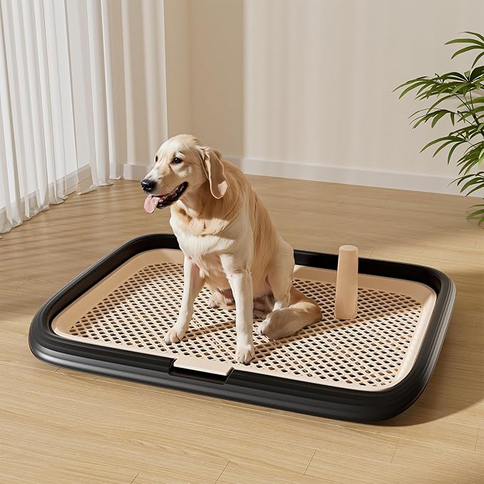 Dog Potty Tray, 23.6"x17.68" Indoor Pet Pee Pad Holder,Puppy Training Holder,Bathroom Dog Litter Box, Pet Toilet for Small and Medium Dogs,Housebreaking Supplies, Pet Products(Gray)