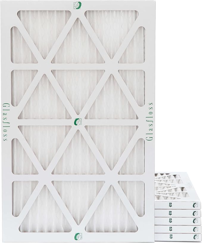 Glasfloss 12x25x1 MERV 10 Pleated Air Filters Box of 6. Actual Size: 11-1/2 x