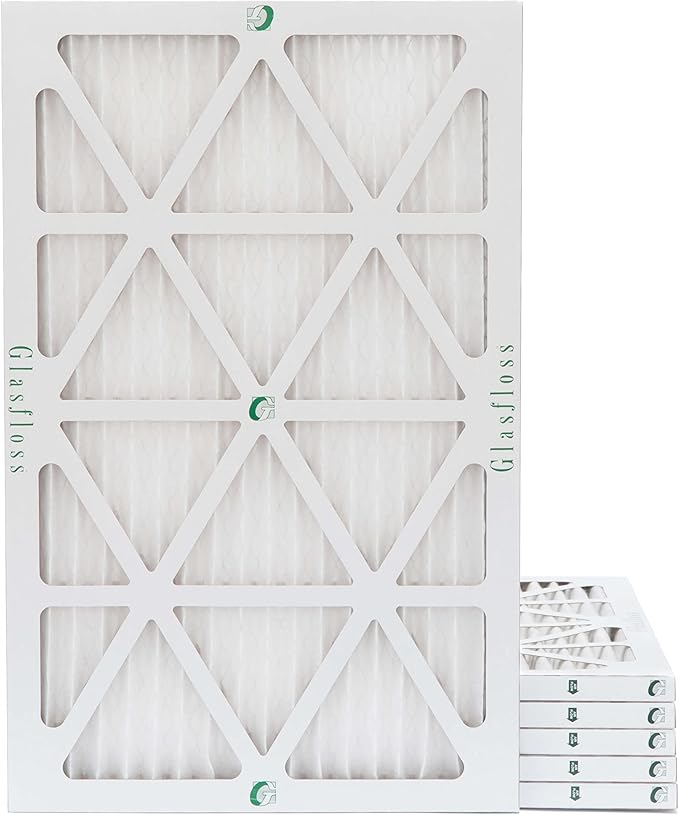 Glasfloss 18x25x1 MERV 10 Pleated Air Filters Box of 6. Actual Size: 17-1/2 x