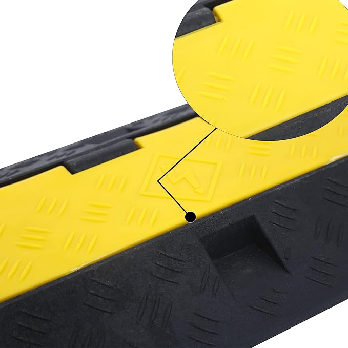 Cable Ramp Cable Protector Ramps Wire Hose Protective 2 Channel Traffic Rubber Plastic Cord Cover Speed Bump for Asphalt Concrete Gravel Driveway Outdoor, 4 Pack