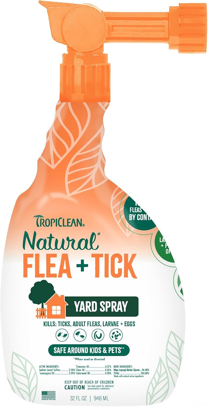 TropiClean Natural Maximum Strength Flea and Tick Spray for Yard, 32oz