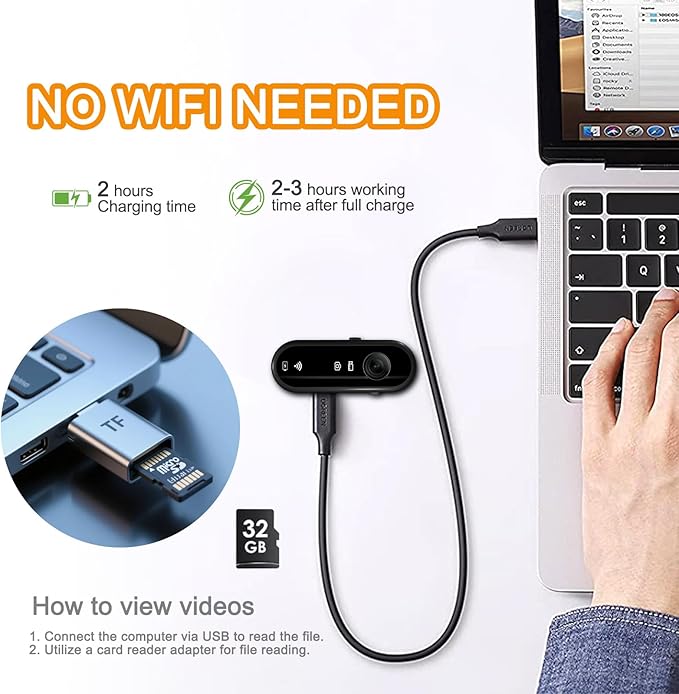 HD 1080P Pet Camera Collar with Video Record, Wireless Mini Sport Cam Built in WiFi, Small Body Action Cameras for Pet Supplies/Cycling/Travel/Walking