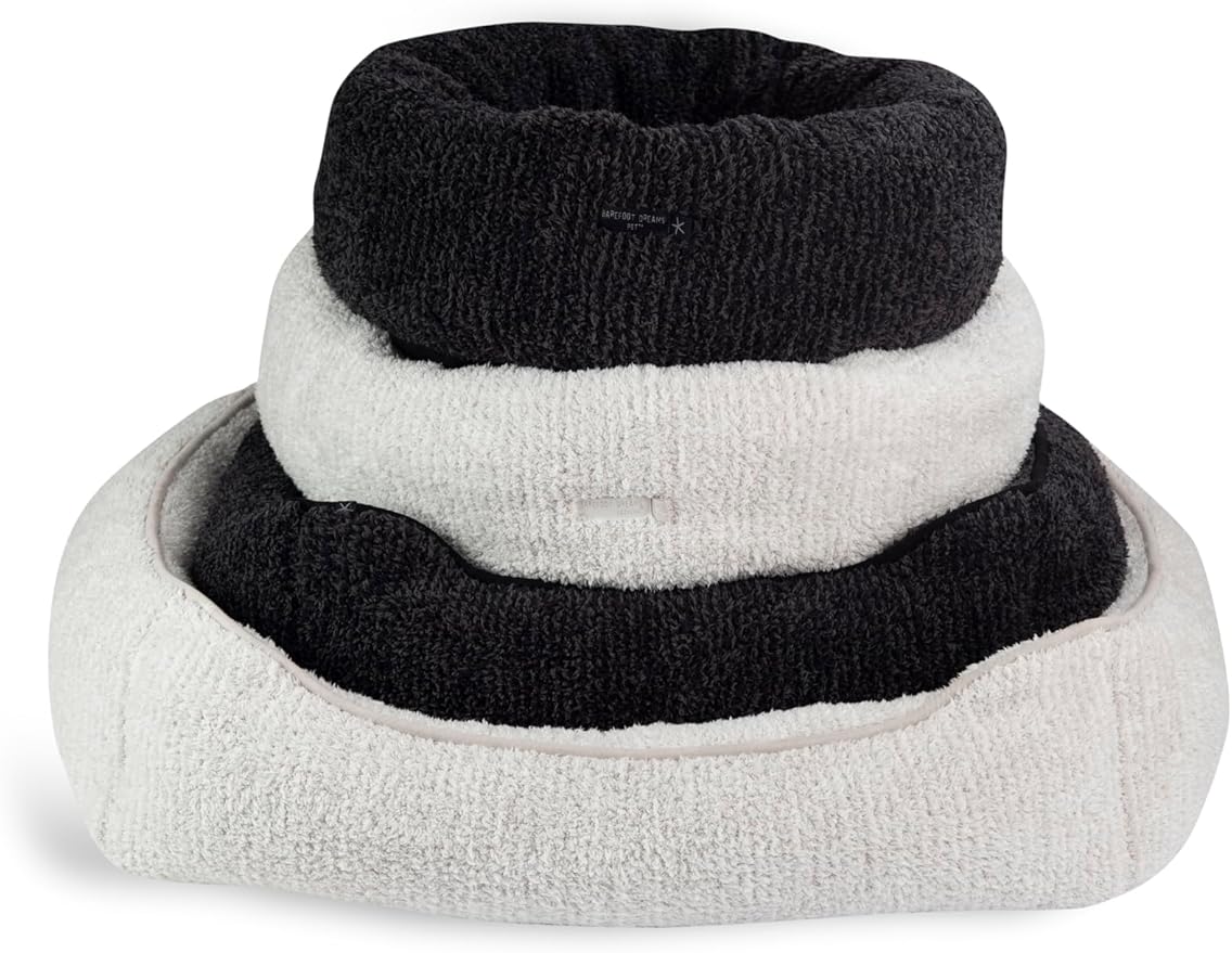 Barefoot Dreams CozyChic Round Pet Bed, Dog Accessories, Pearl/Silver-Small