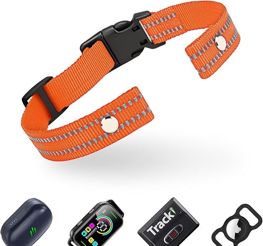 Collar Replacement Strap, Reflective Replacement Nylon Collar Strap Dog GPS Training Bark Receiver Collars, Durable Adjustable E Collar Straps for Small Medium Large Dogs, Orange