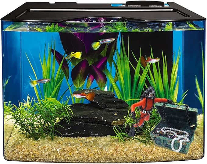 Live-Action Aquarium Ornament Creative Undersea Treasure Chest Diver Air Bubbler Aerating for Fish Tank Decorations Orange Color