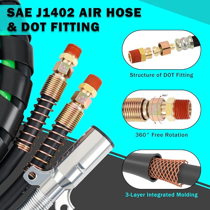 CheeMuii 15 FT Semi Truck Air Line Kit
