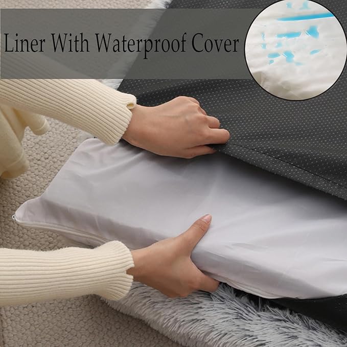 Dog Beds Medium Large Size Dog, Calming Dog Bed with Removable Washable Cover, Waterproof Lining and Nonskid Bottom(Coffee,XL)
