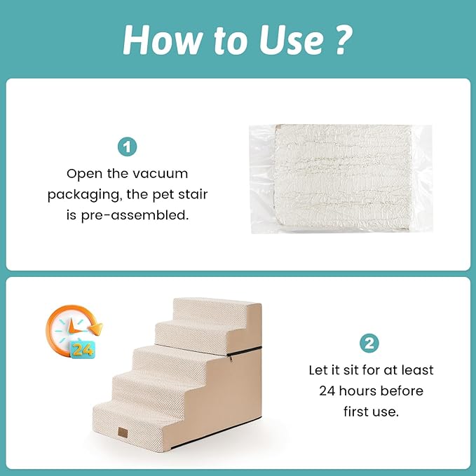 Dog Stairs for Small Dogs, 17.7" Extra Wide Detachable Pet Stairs for Couch and Bed, 23.6" H Non-Slip Dog Steps for Puppies and Old Cats, 17.7x29.5x23.6 inch, Beige