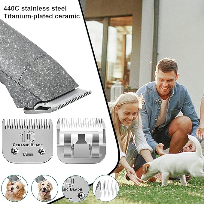 Audoc 1Pack 10 Blade Dog Groomg Blades Compatible with Pet Clipper/Oster A5/Wahl KM Series Dog Clipper,Ceramic Blade & Stainless Steel Blade