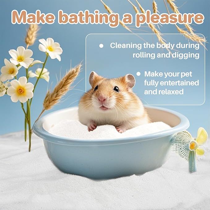 Sukh 47OZ Hamster Sand Bath - Fine Desert Sand Hamster Bedding Reptile Silica Sand Gerbil Hideout for Hamster Chinchillas Gerbil Syrian Mice Small Animals Small Pets