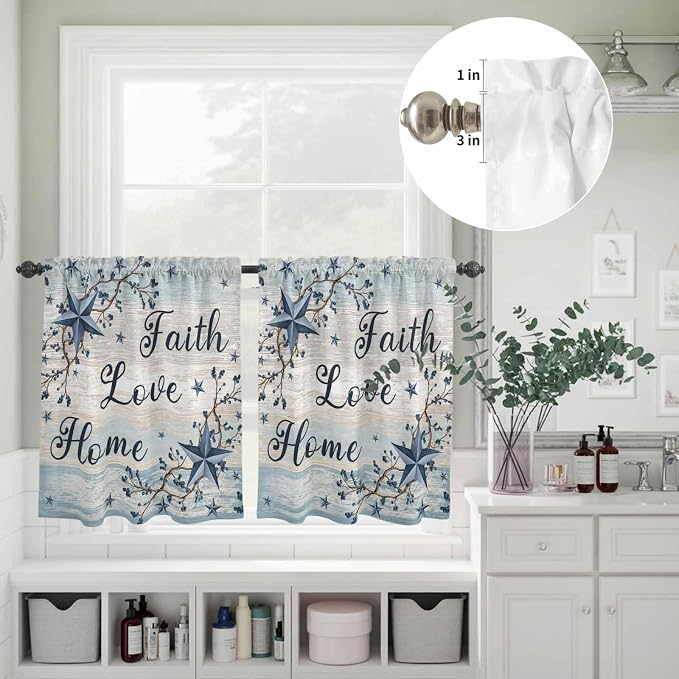 Vintage Farmhouse Kitchen Curtains Set 3 Piece