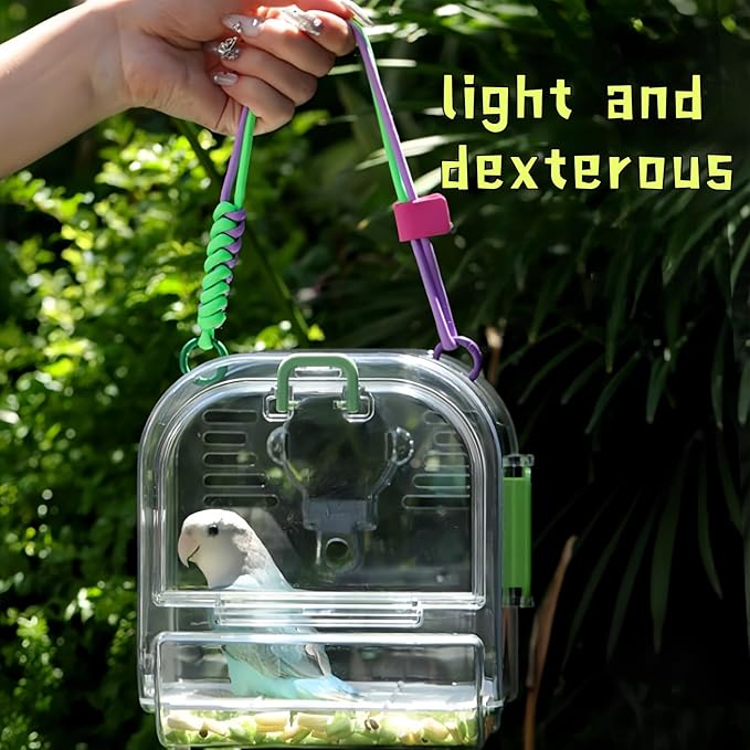 Portable Plastic Bird Cages，Travel Bird Cage,Lightweight Waterproof Ventilated Small Bird Cage,Outdoor Use Easy to Carry,for Small Birds, Budgies and Pet Birds (Yellow, B)