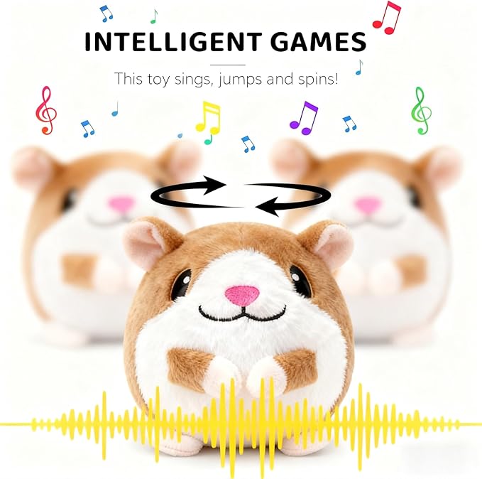 Interactive Dog Toys,Active Moving Pet Plush Toy with Recording and Music Modes, Jumping Squeaky Song shaking Interactive Dog Ball,Rechargeable Dog Toys to Keep Them Busy,Animal Plush Pet Toy(Hamster)