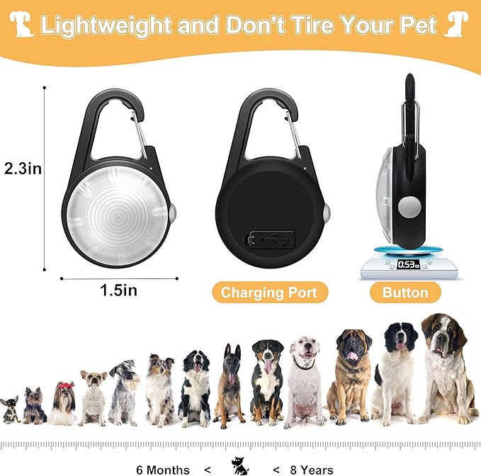 Dog Collar Light, 4 Modes Dog Lights for Night Walking, Rechargeable LED Pet Collar Light for Nighttime Clip on, IP68 Waterproof Pet Walking Accessories-2 Pack(Black)