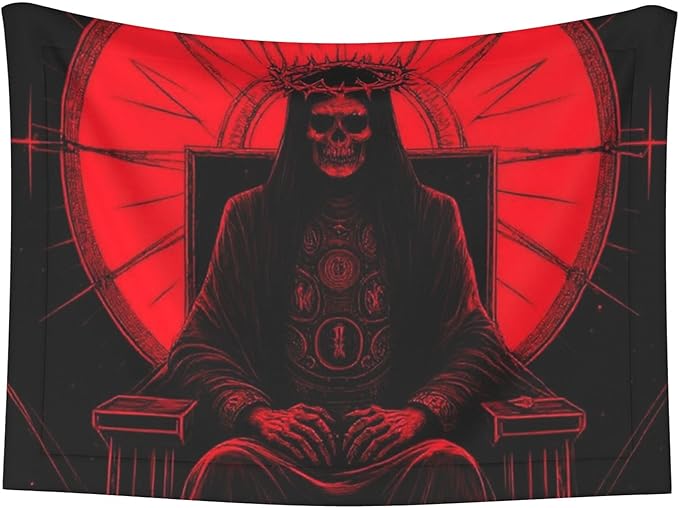Waterproof Dog Blanket Soft Pet Blanket for Puppy Cat, Fleece Cat Throw Blankets for Furniture Bed Couch Sofa Reversible - Red Gothic Skeleton Throne