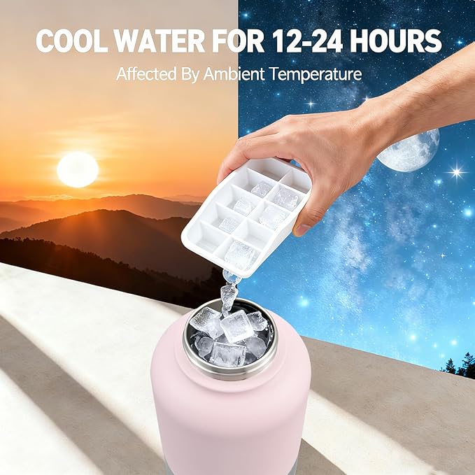 Insulated Dog Water Bottle with 2 Bowls, 32oz Travel Stainless Steel Double Wall Thermos, Portable Pet Dispenser, Gifts for Puppy Small Medium Dogs Walking Hiking and Camping