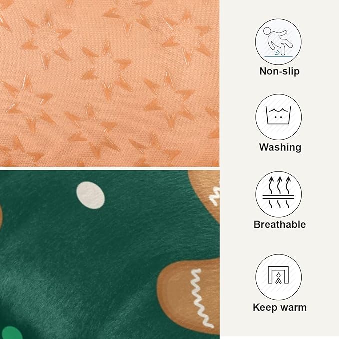 Christmas Gingerbread Man Pet Bed Cute Dog Bed Mat Absorbing Non Slip Pad Pet Sleeping Mat for Small, Medium, and Large Dogs Puppy Cat 24 in x 18 in