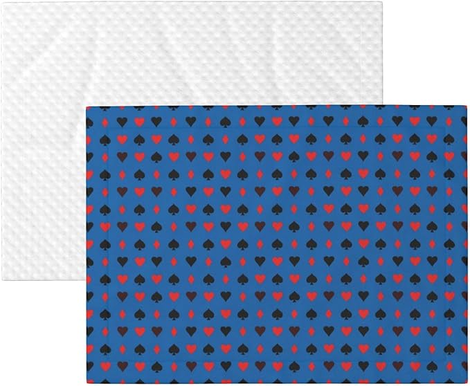 Dog and Cat Blanket in One, Poker Playing Cards, Double Sided Plush Throw with Raised Dot Pattern on One Side and Flat Velvet on Other for Variety