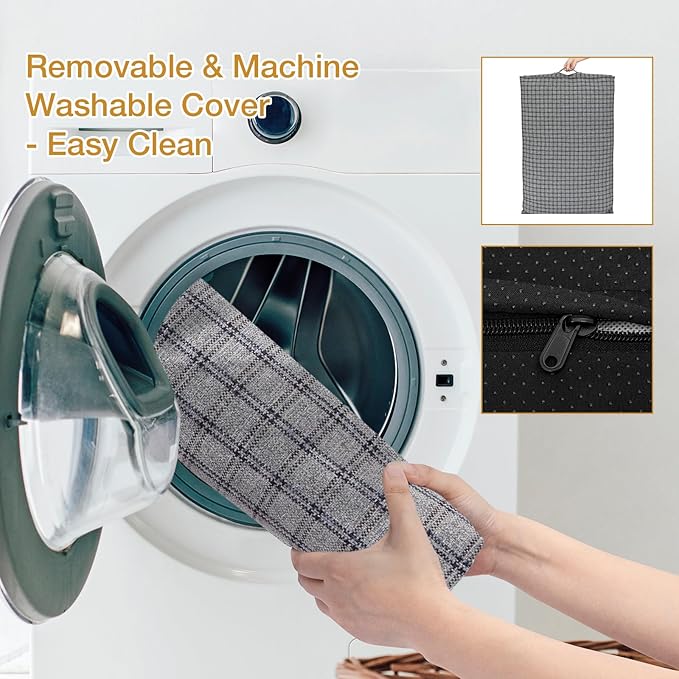 Dog Bed with Easy-Grip Handle - Shredded Memory Foam Pet Bed, Removable & Machine Washable Cover, Non-Slip Bottom, Choose from Cooling Linen or Warm Flannel Style for Dogs & Cats(Large)