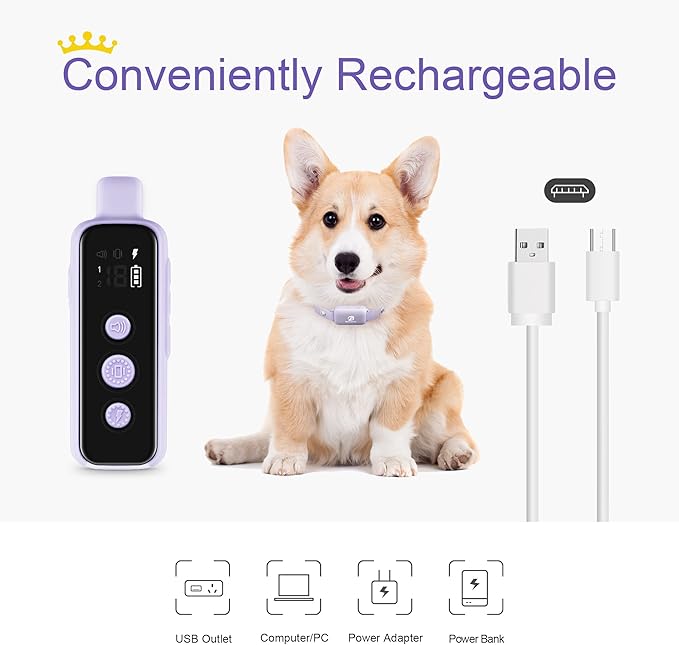 Bousnic Dog Shock Collar for 2 Dogs - (8-120lbs) Waterproof Rechargeable Electric Dog Training Collar with Remote for Small Medium Large Dogs with Beep Vibration Safe Shock Modes(Purple)
