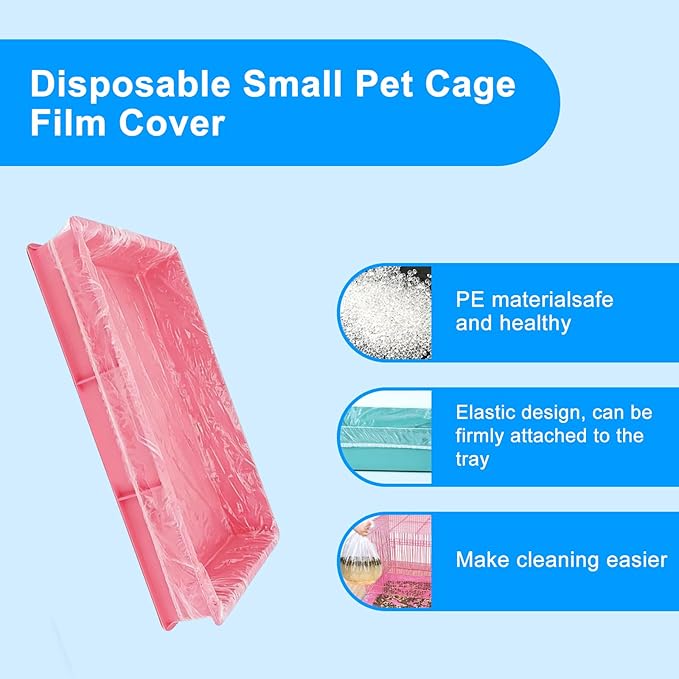 Disposable Cage Liners 50PCS, Plastic Litter Liner Bag for Cage, Cage Toilet Film Cover Litter Liner Bags for Small Animals as Guinea Pig, Hamster, Hedgehog, Bunny, Bird, Rabbit (S(23.6 * 31.5''))
