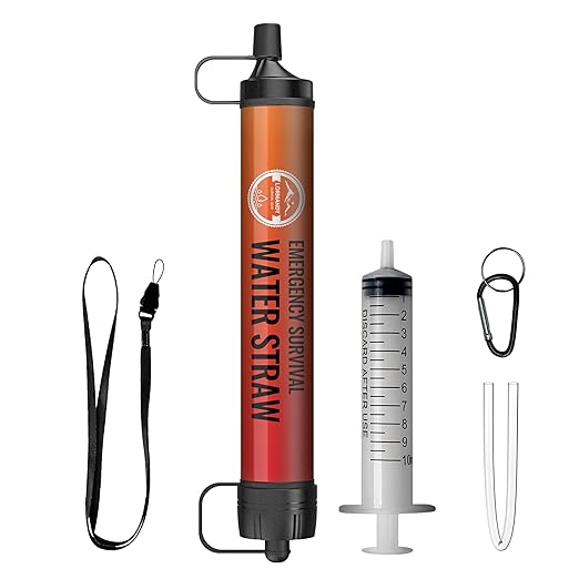Emergency Water Filter Straw, Personal Survival Water Filtration System