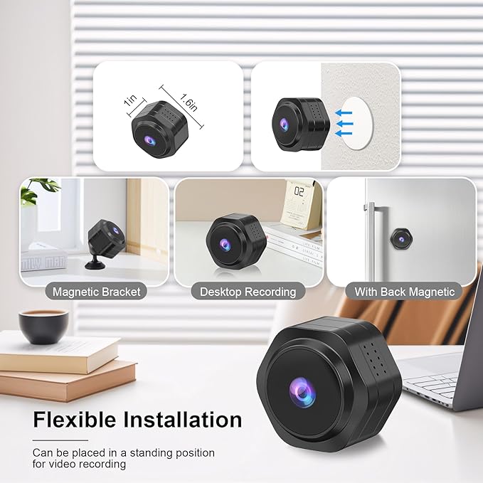 MiNi WiFi Spy Hidden Camera,Nanny Camera, 4K Ultra HD Wireless Security Cameras for Baby,Dog,Cat,Pets, AI Motion Detection Alerts, Auto Night Vision, Real Time Record Surveillance Cam for Home