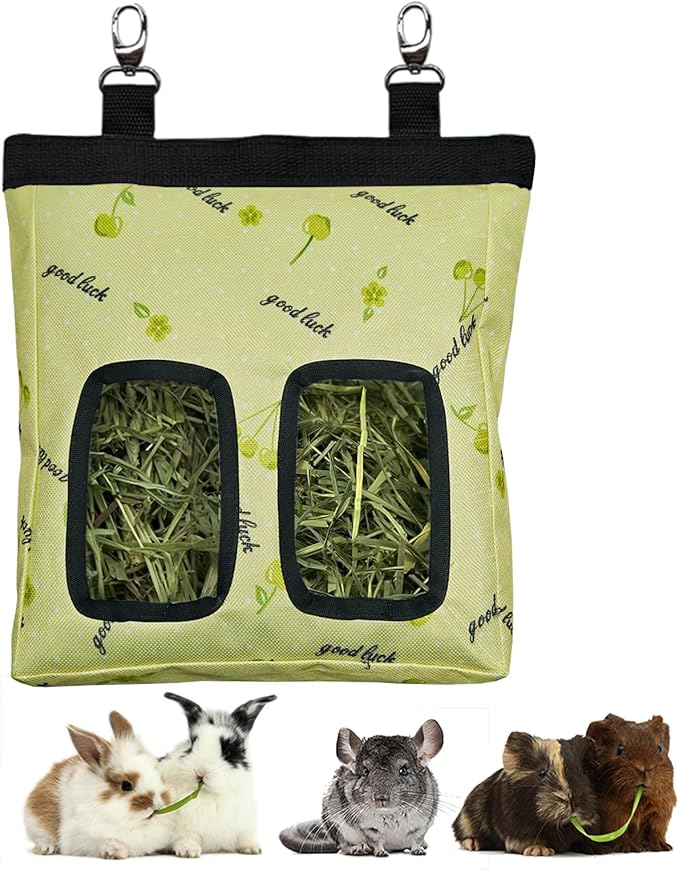 Guinea Pig Hay Feeder, Hanging Rabbit Hay Feeder Bag for Guinea Pigs Bunnies Chinchillas. Greencherries