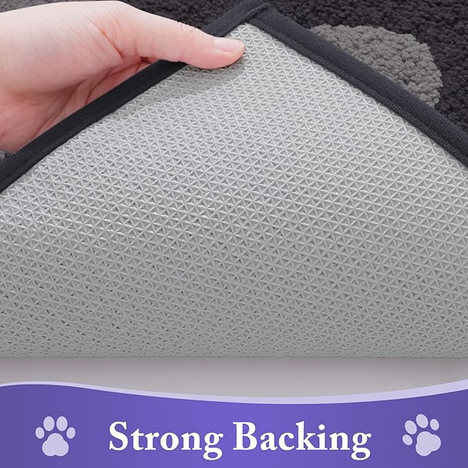 Buganda Dog Door Mat for Muddy Paws, Absorbent Dirt Trapper Non Slip Indoor Doormats, Washable Low-Profile Mat for Mud Dogs, Entryway Carpet for Inside Floor (40x32 Inches, Dark Grey)