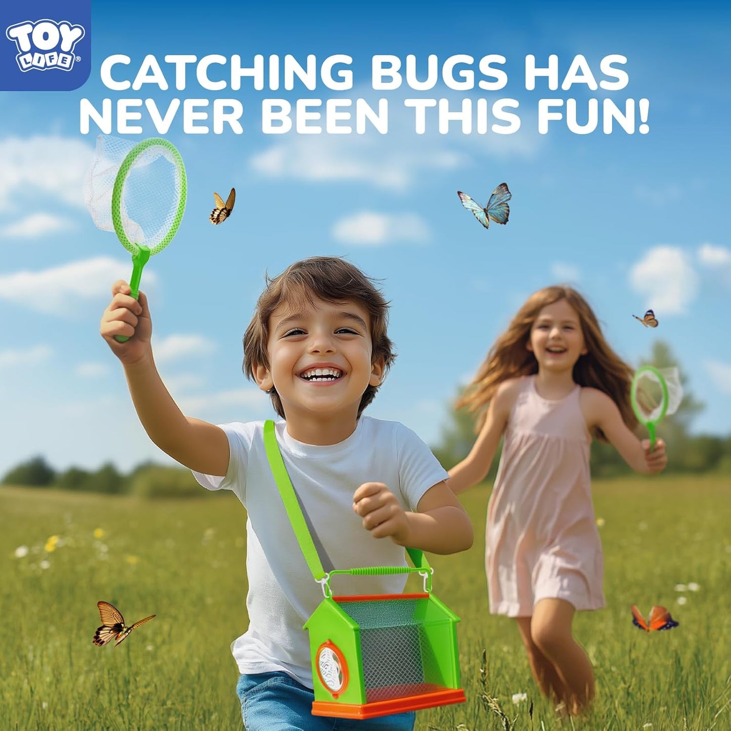 TOY Life Bug Catcher for Kids, Bug Catching Kit Kids Explorer Kit with Bug Net, Catching Tool, Tweezers, Magnifying Glass, Binoculars, Insect Catcher, Educational Outdoor Toys Kid Adventure Set