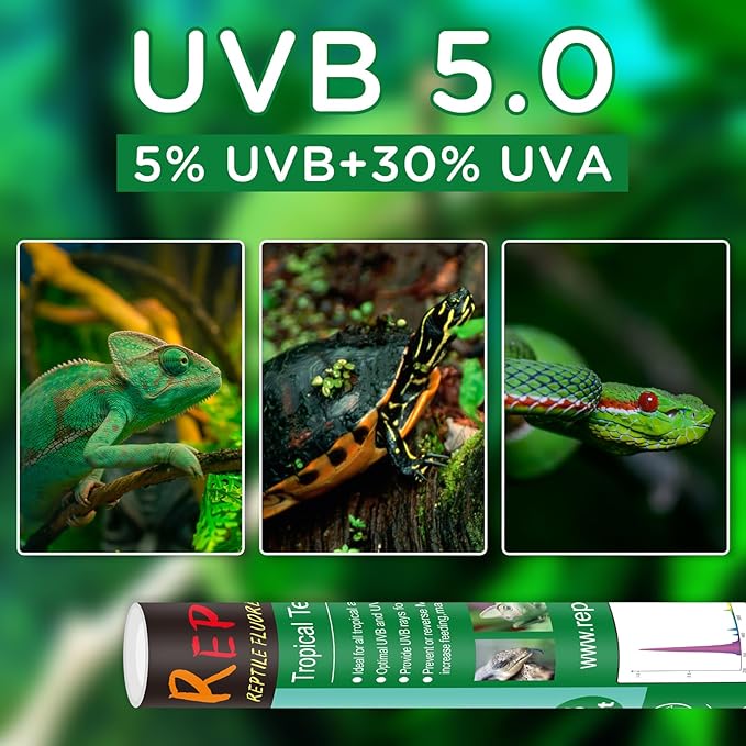 T8 UVB Reptile Light 30W 5.0, UVA Light Bulb for Reptiles, Lamp Tube for Bearded Dragon(1 Pack)