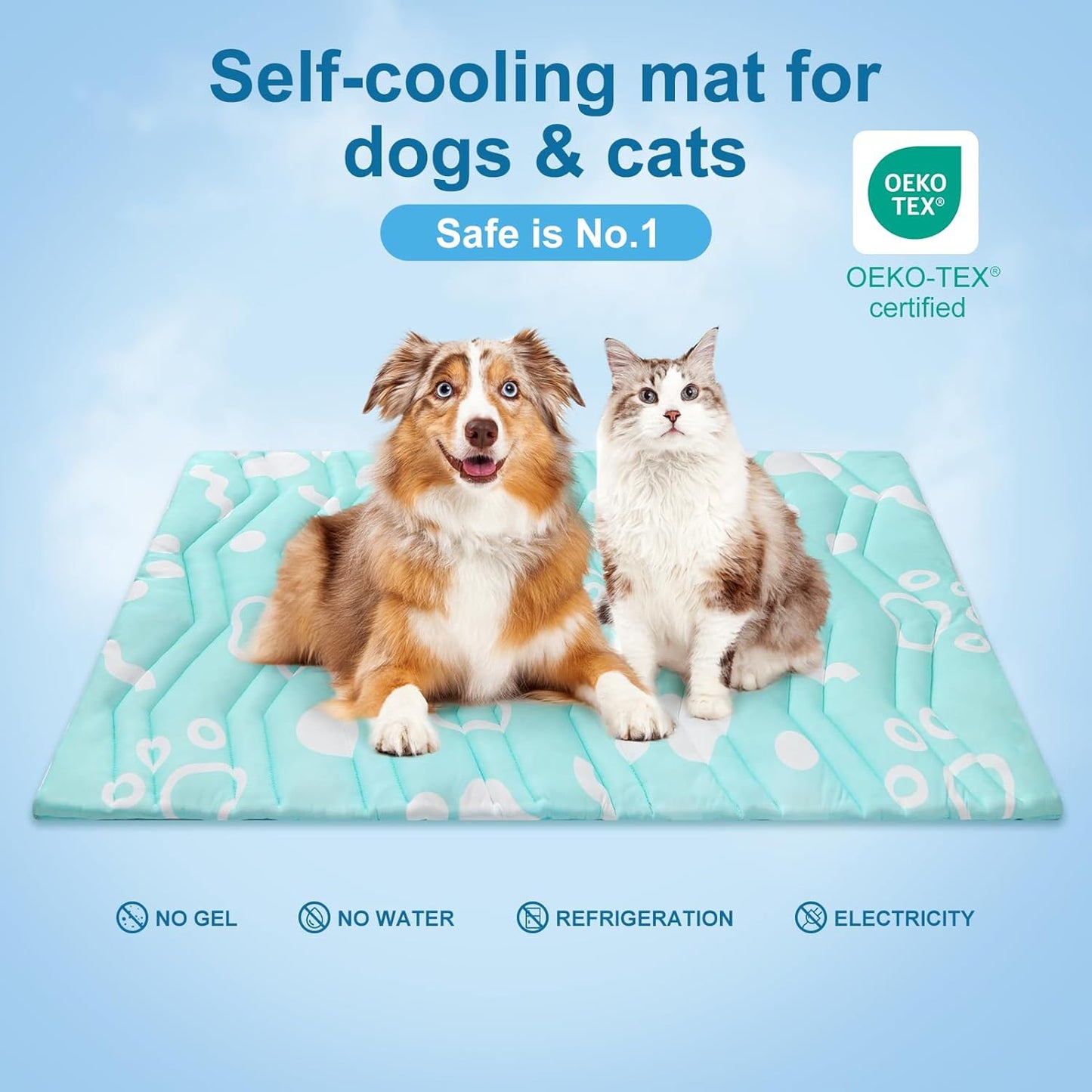 BEAUTYZOO Upgrade Dog Cooling Mat Extra Large, Reversible Self-Cooling Mat for Dogs, Thicken Pet Ice Cool Pad Blanket for Summer Kennel Sofa Bed Floor Car Seat, Machine Washable&Foldable, 36"x23"