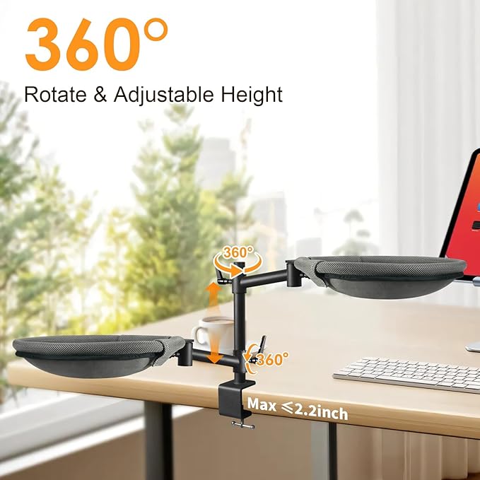 Cat Desk Bed, 360° Rotating & Height Adjustable Desk Cat Nest, Elevated Breathable Cats Bed for Desk with Removable Washable Cover for Indoor Kitten Cats-Maximum Hold Up to 40lb